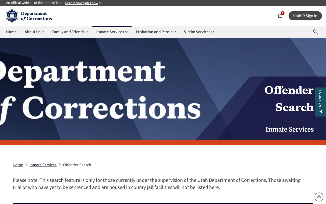 Utah County projected release date UDC offender search