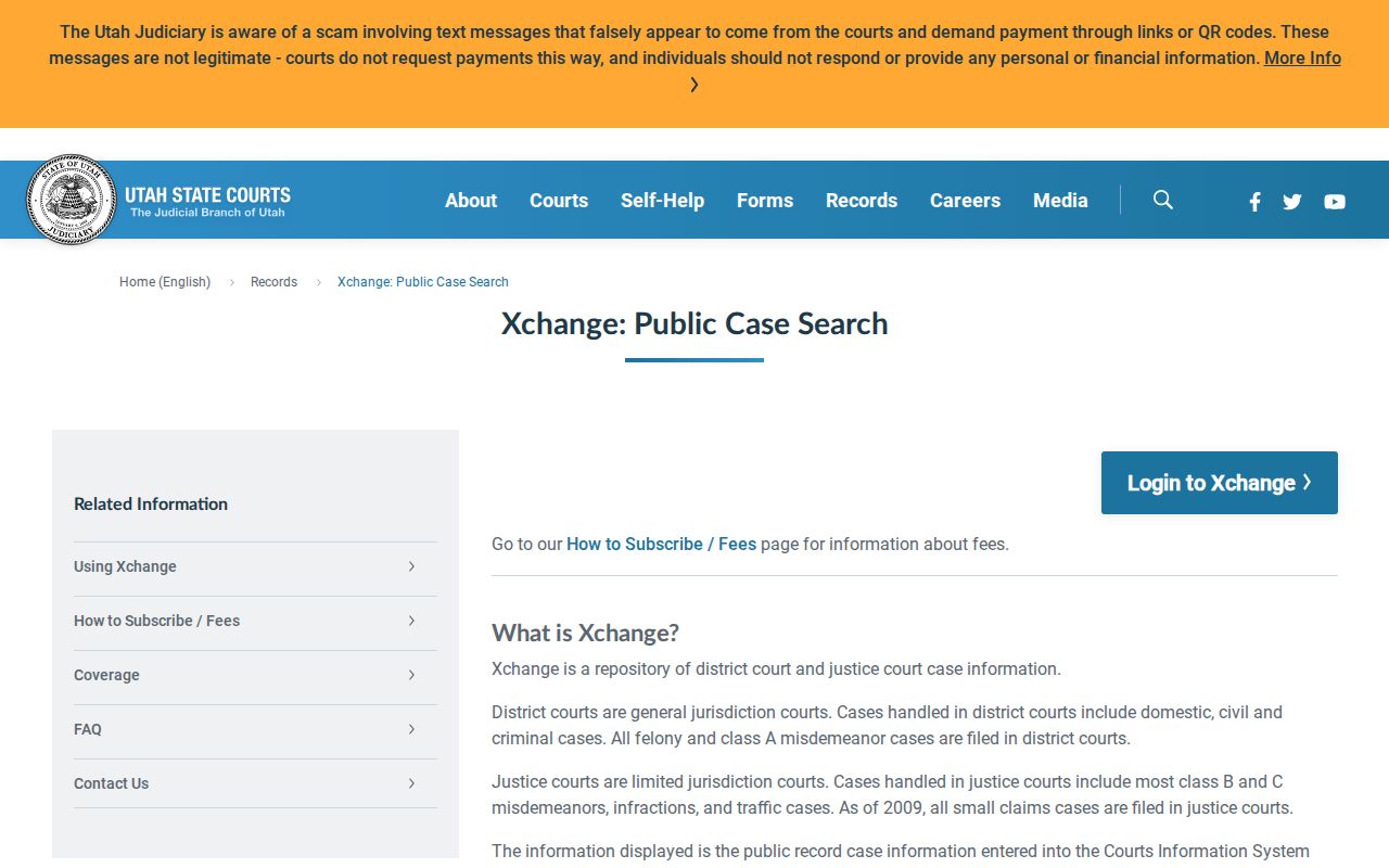 Utah Courts Xchange access for a Utah County release record